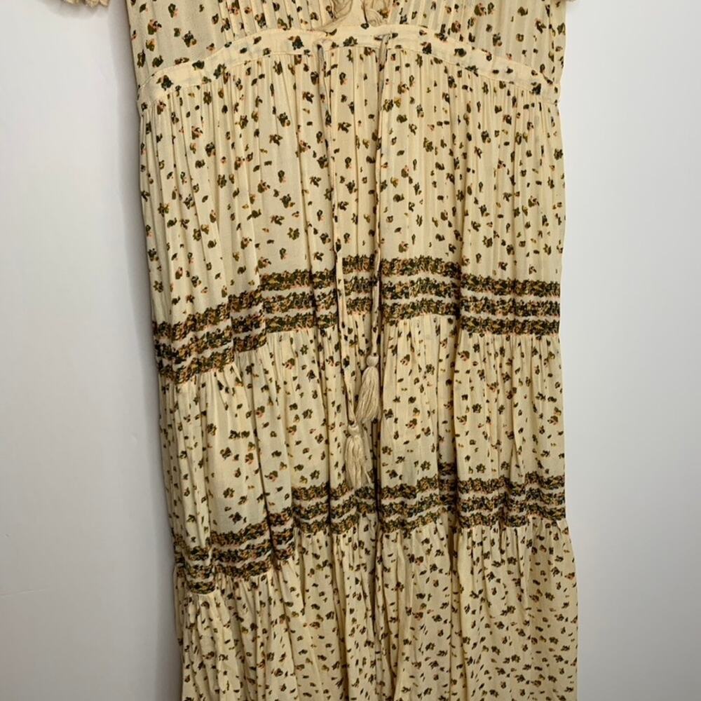 FREE PEOPLE Feeling Pleated Maxi Dress In Neutral Womens Floral Small Boho - Picture 5 of 16